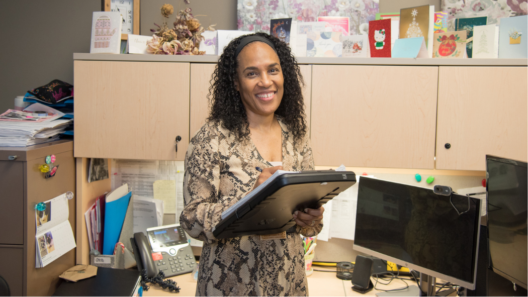 Dr. Michelle Barton-Forbes is pictured in her office