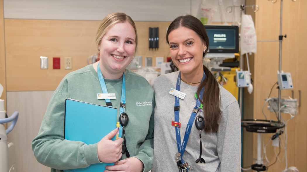 Hailey and Hunter pose for a photo in the Children's Hospital emergency department