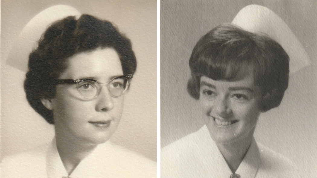 old photos of Joyce and Cheryl, 2 nurses